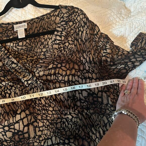 Chico's Traveler Leopard Print Shirt Sz 3 XL Art-to-Wear Animal 3/4 Sleeve Wrap - Picture 5 of 13